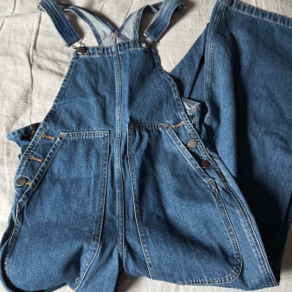 Everlane gardener overalls, medium indigo in xxs